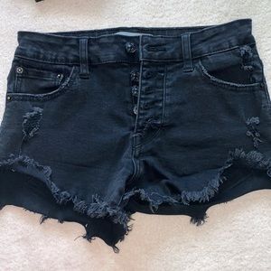 Black wash high waisted shorts